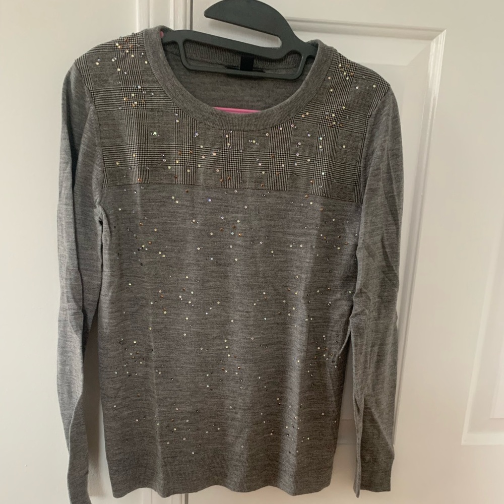 JCrew Plaid and Sparkle Sweater